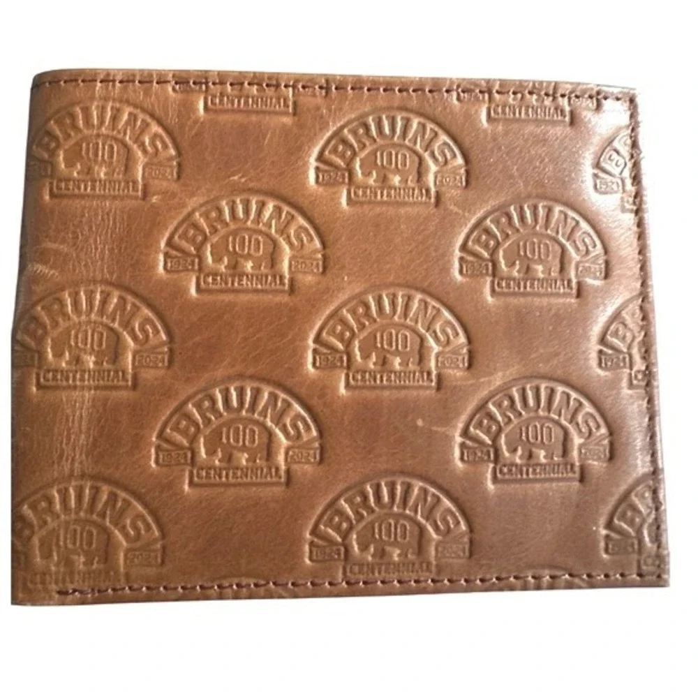 NWT Lusso Boston Bruins 100th Anniversary Leather Bifold Wallet NHL Gift